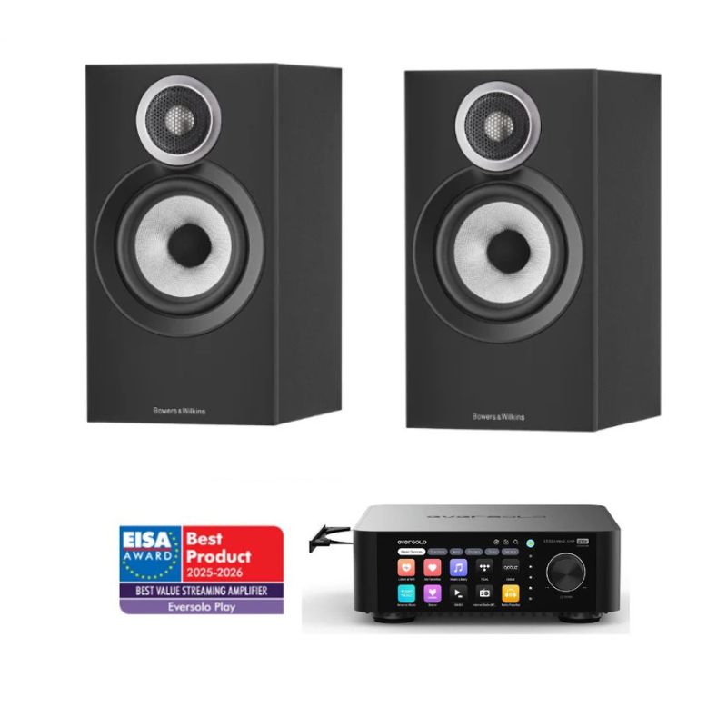 Bowers & Wilkins 607 S3 Bookshelf Speakers (Black) With Eversolo Play Amp 1 Bowers & Wilkins 607 S3 Bookshelf Speakers (Black) With Eversolo Play Amp
