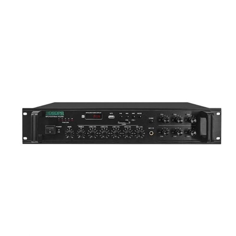DSPPA MP1010UB 350W Mixer Amplifier 1 MP1010UB 350W 6 Zones Paging and Music Mixer Amplifier with USB & XLR Front