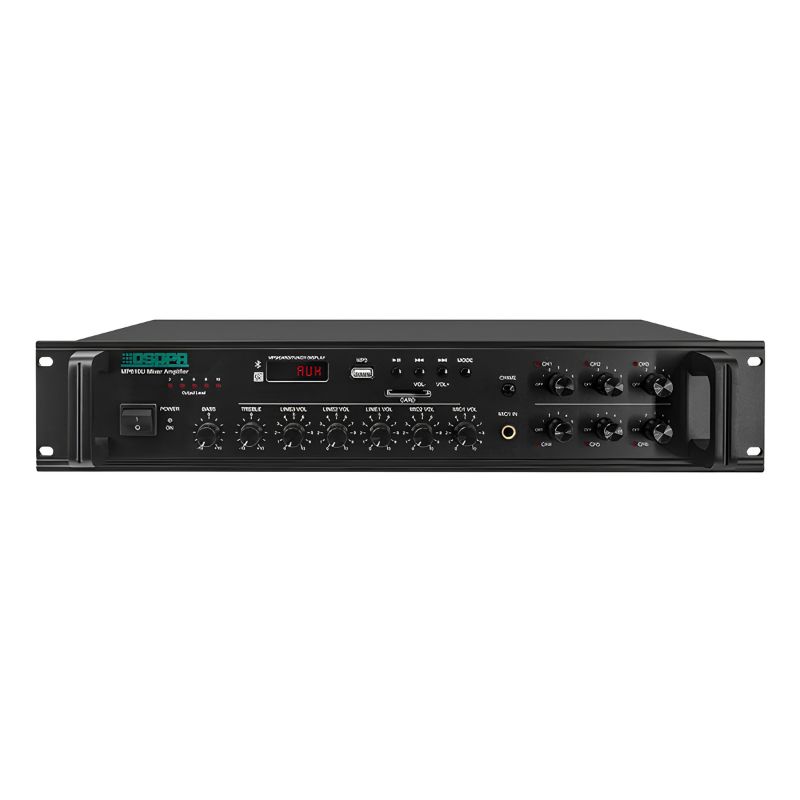 DSPPA MP610U 250W Mixer Amplifier 1 MP610U 250W 6 Zones Paging Amplifier with USB_ SD_ FM_ Bluetooth Front