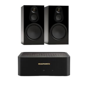 Monitor Audio Silver 100 Bookshelf Speakers + Marantz MODEL M1 – Streaming Amplifier (Black)
