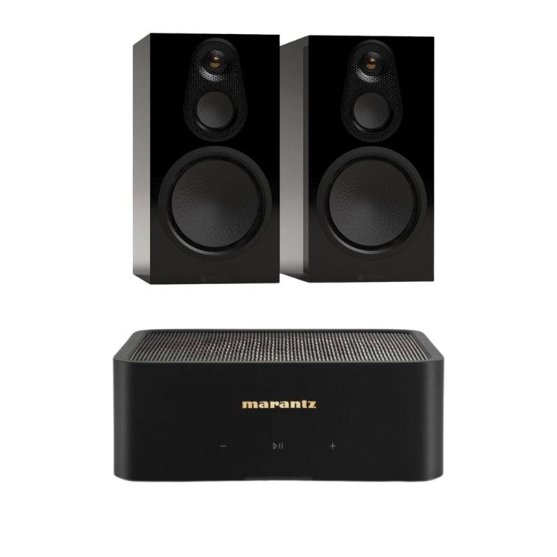 Monitor Audio Silver 100 Bookshelf Speakers + Marantz MODEL M1 – Streaming Amplifier (Black) 1 Monitor Audio Silver 100 Bookshelf Speakers + Marantz MODEL M1 – Streaming Amplifier (Black)