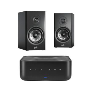 Polk R200 Bookshelf Speakers With Denon Home Amp (Black)